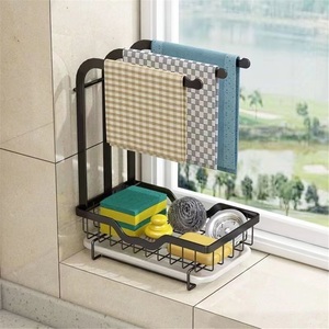 Porte-serviettes de cuisine moderne à double niveau en acier inoxydable, support de comptoir autoportant, design étanche pour salle de bain et usage domestique - Product Image 1