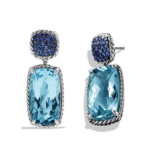 Orecchini Pendenti Lunghi di Lusso con Zirconi Quadrati Oversize, Imitazione Acquamarina, Gioielli da Donna - Product Image 1