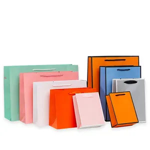 Benutzer definierte blaue Mittagessen Shopping Geschenk einfache Spiegel Kraft personal isierte vernünftige Preis Mandarine orange Farbe Papiertüten mit Logo