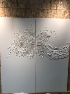 Panel dinding kulit klasik Modern 3D kustom untuk ruang tamu latar belakang TV Eropa tahan api geometris - Product Image 5