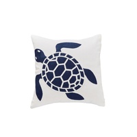 Coussin et taie d'oreiller en coton tricoté avec broderies tortue et étoile de mer, coussins brodés pour dossier de canapé