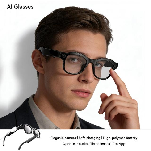 AI Smart Wearable 8MP Video Camera Glasses with Bar Design Smart Eye Glass with Camera Accessory