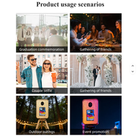 Photomaton vintage en bois 360° avec supports de pieds pliables triangulaires, compatible avec iPad et appareil photo pour fêtes et mariages