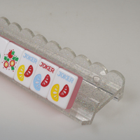 Ensemble de supports pour Mahjong avec impression UV du logo, ensemble de supports en acrylique transparent spécial pailleté et poussoir magnétique