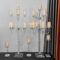 Lampe de bureau créative de luxe léger, type bougeoir coupe-vent, chandelier en verre cristal transparent à tête unique pour table de mariage