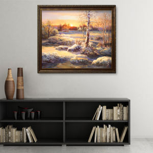 Opere d'arte di neve invernale di alta qualità immagini naturali pittura a olio fatta a mano su tela - Product Image 3