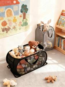Faltbare Atmungsaktive Netz-Aufbewahrungstasche mit Griffen für Wohnheim, Badezimmer, Spielzeug und Kleidung Organizer-Tasche - Product Image 1