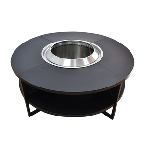 New Product Metal Outdoor Garden backyard Heating Wood Burning Smokeless Fire Pit Table with Log Rack