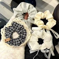 DREAM FASHION DFSC24-0162 Corde à cheveux style coréen et japonais avec nœud en ruban, volumineuse, légère et durable, pour queue de cheval, collection 2025
