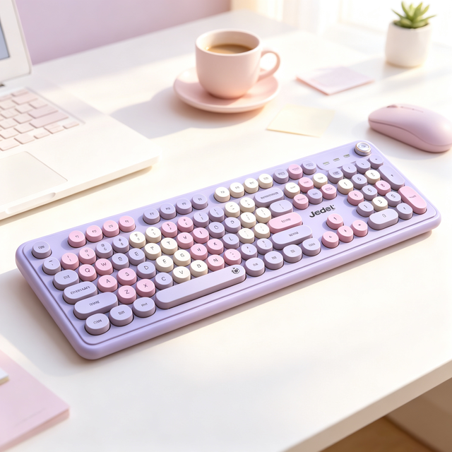 WKB104 OEM Whole Sale Fashion Wireless BT Dual Mode Keyboard with Knob