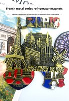 Aimant de réfrigérateur personnalisé OEM en alliage de zinc 3D, design monument de France, pour cadeaux d'entreprise, souvenirs du Ramadan et de la Fête de l'Indépendance