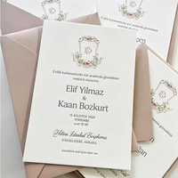 Cartes d'invitation de mariage personnalisées - Cartes de vœux élégantes en papier artistique, impression numérique, pelliculage, monogramme personnalisé