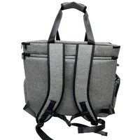 Sac à dos de transport portable MJ pour animaux de compagnie, sac de voyage pour chien en tissu Oxford gris tendance, 2 contenants pour nourriture, bols pliables, fermeture éclair
