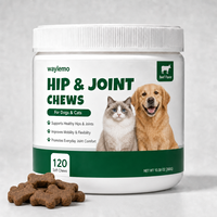 Waylemo Glucosamine pour chiens, complément pour les hanches et les articulations avec chondroïtine, MSM, saveur bœuf et moule à lèvres vertes, 120 comprimés à mâcher