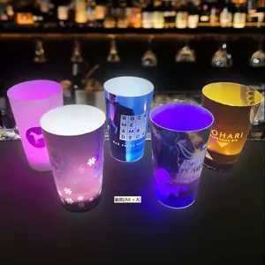 Lebensmittelsicherheit Wassersensor Trinkgeschäft Glas leuchtender LED-Becher für Festivalwerbung