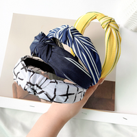 Serre-tête large à rayures et pois, style coréen, noué, pour femme, en tissu, fournisseur d'accessoires capillaires en gros