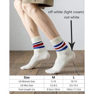 Calcetines Casuales Cómodos, Calcetines de Tubo de Algodón a Rayas o Lisos, 5 Pares para Mujer y Hombre, Talla Única, Características Cálidas - Product Image 6