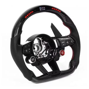 Volant à LED en fibre de carbone <span class=keywords><strong>RS</strong></span> R8 Volant pour Audi A3 A4 B6 RS6 C8 RS3 8 V SQ8 SQ5 B8 B8.5 B9.5 <span class=keywords><strong>Q3</strong></span> S3 A1 A5 A6 A7 - Product Image 1