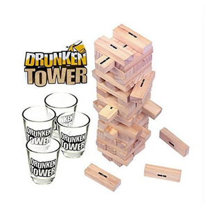 Juego de beber para fiestas de adultos, torre de madera borracha <span class=keywords><strong>con</strong></span> <span class=keywords><strong>gafas</strong></span> y bloques en forma de número, juego de Torre apilable y caída - Product Image 4