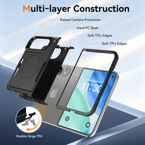 Étui de protection robuste pour iPhone <span class=keywords><strong>Duo</strong></span>, coque antichoc résistante avec protection de la charnière et anneau magnétique, noir mat - Product Image 4