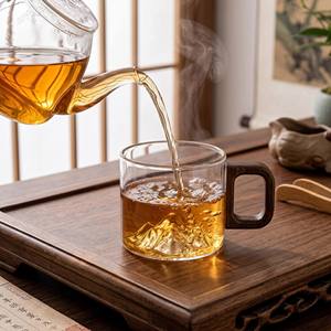 <span class=keywords><strong>Tasse</strong></span> à thé en verre borosilicate de 100 ml en forme de montagne avec poignée en bois, minimaliste, écologique, pour café, mini-<span class=keywords><strong>tasse</strong></span> de dégustation - Product Image 4