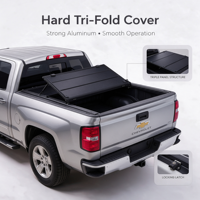 Couverture de benne manuelle en alliage d'aluminium pliable en trois parties de 6 pieds pour Ford F-150 2015-2020 Toyota Tundra 2007-2021 Dodge Ram 1500 Navara NP300