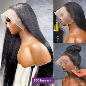 Cheveux humains Remy brésiliens 100% naturels pour perruque, tailles 13x4/13x6, pré-épilés, noir naturel, Full HD Front, longs et lisses - Product Image 5