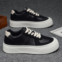 Chaussures pour hommes MJ001 en cuir, couleur unie, nouvelle collection printemps, baskets à semelle épaisse, chaussures de marche décontractées pour hommes