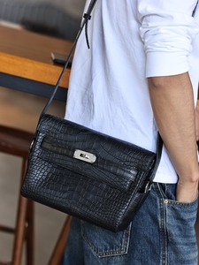 Nouveau sac messager <span class=keywords><strong>d</strong></span>écontracté en peau <span class=keywords><strong>de</strong></span> <span class=keywords><strong>crocodile</strong></span> <span class=keywords><strong>de</strong></span> <span class=keywords><strong>mer</strong></span> minimaliste avec fermeture à rabat et rangement pour usage quotidien - Product Image 6