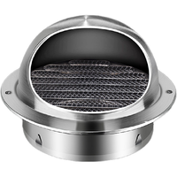 Cache-pluie pour grille d'aération murale en acier inoxydable, capuchon d'aération extérieur anti-moustiques 45 °   Système d'extraction d'air frais pour cuisine et salle de bain avec volet de ventilation