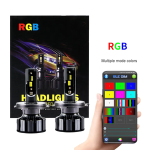 Nuevo Faro Delantero RGB con Controlador de Aplicación para Teléfono, Bombilla LED de Color Cambiante para Todos los Autos H4 9005 9006 - Product Image 1
