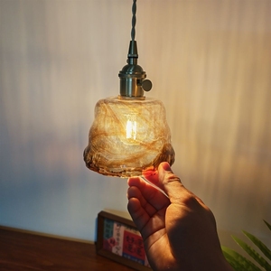 ノスタルジックでレトロな真鍮製ウォールナットガラスランプ、侘び寂びスタイルのホームステイ寝室、ベッドサイド、ダイニングルーム、バーカウンター、玄関ホール - Product Image 3
