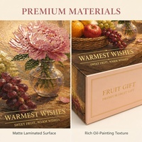 Premium fruit geschenkdoos met olieverfschilderijdesign, op maat gemaakte stevige kartonnen verpakking met geweven mandprint