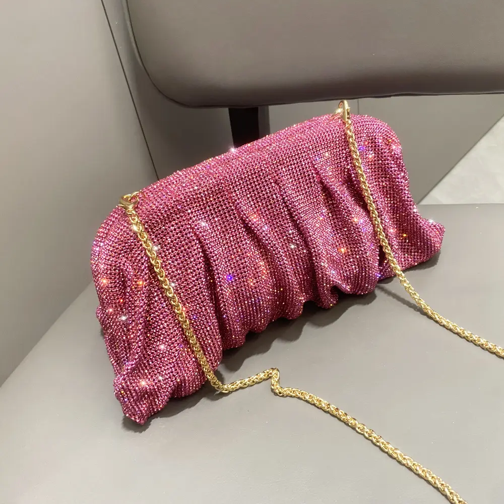 New arrival 2024 sparkling rhinestone clutch pouch bag luxury Diamond crystal evening bag for women
