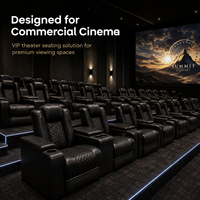 Canapé de cinéma de luxe 2 places avec fauteuils inclinables, en cuir, porte-gobelets, console centrale, électrique, pour home cinéma