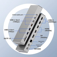 Station d'accueil USB-C 100W de haute qualité pour ordinateurs portables 16/1 avec affichage sur quatre écrans pour hub multifonctionnel 2.0 4K60Hz