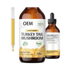 No Retail Private Label Turkey Tail Mushroom Extract Liquid Herbal Drops for Immune System and Digestive Health