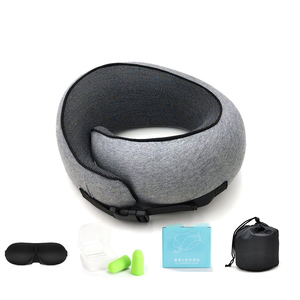 Oreiller de voyage en mousse à mémoire de forme en forme de U à 360 degrés avec logo personnalisable <span class=keywords><strong>Support</strong></span> de cou rempli d'air pour la fonction de massage de voyage en avion et en voiture - Product Image 6