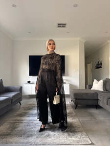 Abaya <span class=keywords><strong>longue</strong></span> en dentelle délicate sur mesure Loriya, vêtements islamiques, robes Abaya de Dubaï, Abaya de luxe pour femmes - Product Image 1