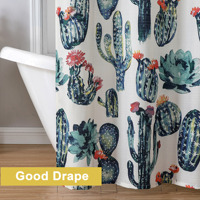 OWENIE Rideaux de douche texturés pour salle de bain, rideau de douche en tissu d'alpaga mignon imprimé, rideau de douche bleu pour enfants