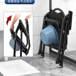 Portable Toilet Chair Foldable Black Carbon Steel For <b>Elderly</b> Pregnant Home Use - Product Image 1