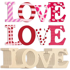 Ornements en <span class=keywords><strong>bois</strong></span> en forme de lettre d'amour, peints à la main, grande taille 7 pouces, disques en <span class=keywords><strong>bois</strong></span> vierges non finis pour la fête des pères, décorations suspendues DIY - Product Image 1
