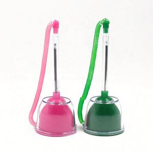 Stylo de comptoir d'hôtel à succès avec logo personnalisé, stylo à bille sécurisé à spirale, support de stylo noir pour bureau/table - Product Image 1