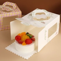 Boîte à gâteau tiramisu personnalisée de 6 pouces, boîte cadeau pour gâteau, boîte à gâteau recyclable avec fenêtre transparente et poignée