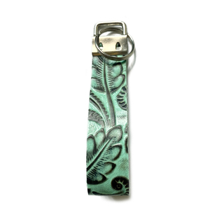 Custom Tooled Leather <strong>Keychain</strong> Wholesale PU Vintage Western Scroll Pattern for Country Concert Merchandise Promotional <strong>Bulk</strong> - Product Image 1