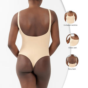 1202 76nylon 24 <span class=keywords><strong>Elastine</strong></span> Suavização Suave Sem Costura Tanga Bodysuit Leve Romper Camada Base Shapewear Activewear Gym Wear - Product Image 3