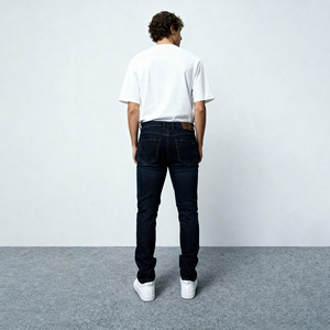 <span class=keywords><strong>Jeans</strong></span> Slim Fit da Uomo di Lusso Lavaggio Scuro, Pantaloni in Denim ad Alta Elasticità e Comfort, Casual Business, Classici <span class=keywords><strong>Jeans</strong></span> Indaco - Product Image 3