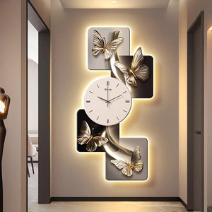 Ánh Sáng Sang Trọng Tùy Chỉnh Hành Lang Treo Bức Tranh Tường Trừu Tượng Bướm Hành Lang Trang Trí Nhập Cửa Đồng Hồ Tiên Tiến Đồng Hồ Treo Tường - Product Image 3