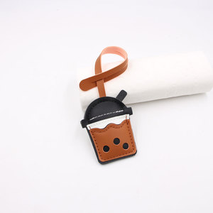 Chaveiro de Bolsa em Formato de Copo de Chá de Leite Boba com Pérolas, Mini, Fofo, em Couro PU, Acessório de Joalheria e Brinquedo - Product Image 2