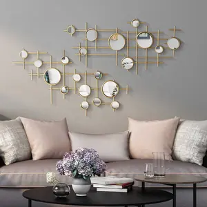 Espelho de parede de metal geométrico, estilo nórdico, de alta qualidade, decorativo, moderno, espelho de parede, para casa